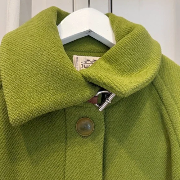 Authentic Hermes Vintage Green Wool Coat - Picture 2 of 9